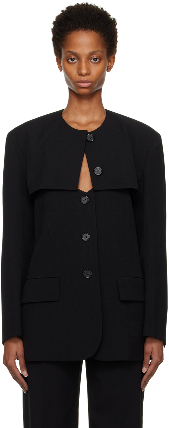Black Layered Blazer \u0026 Minidress Set 