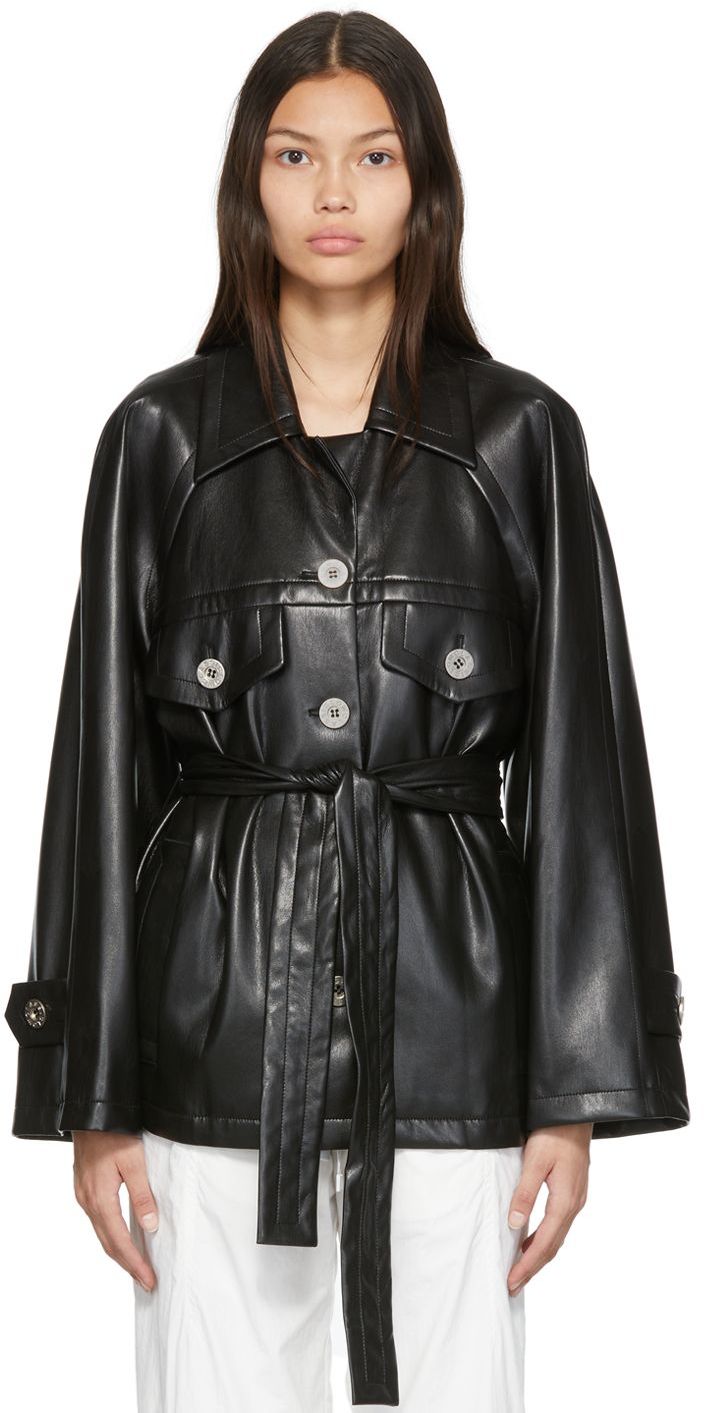 LOW CLASSIC: Black Grained Faux-Leather Jacket | SSENSE