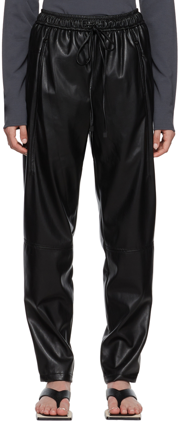 Black Jogger Faux-Leather Pants
