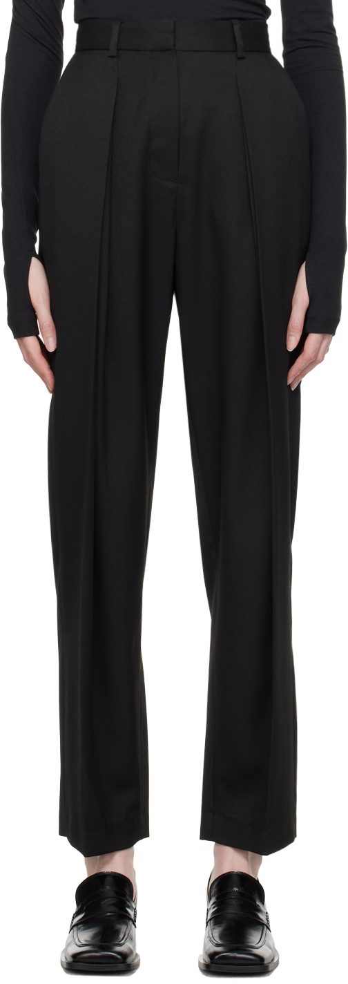Black Double Tuck Trousers