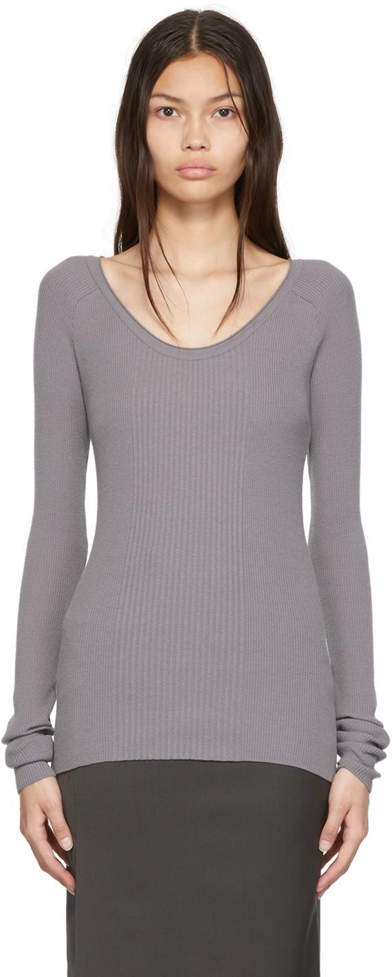 Low Classic Gray Rayon Sweater In Grey