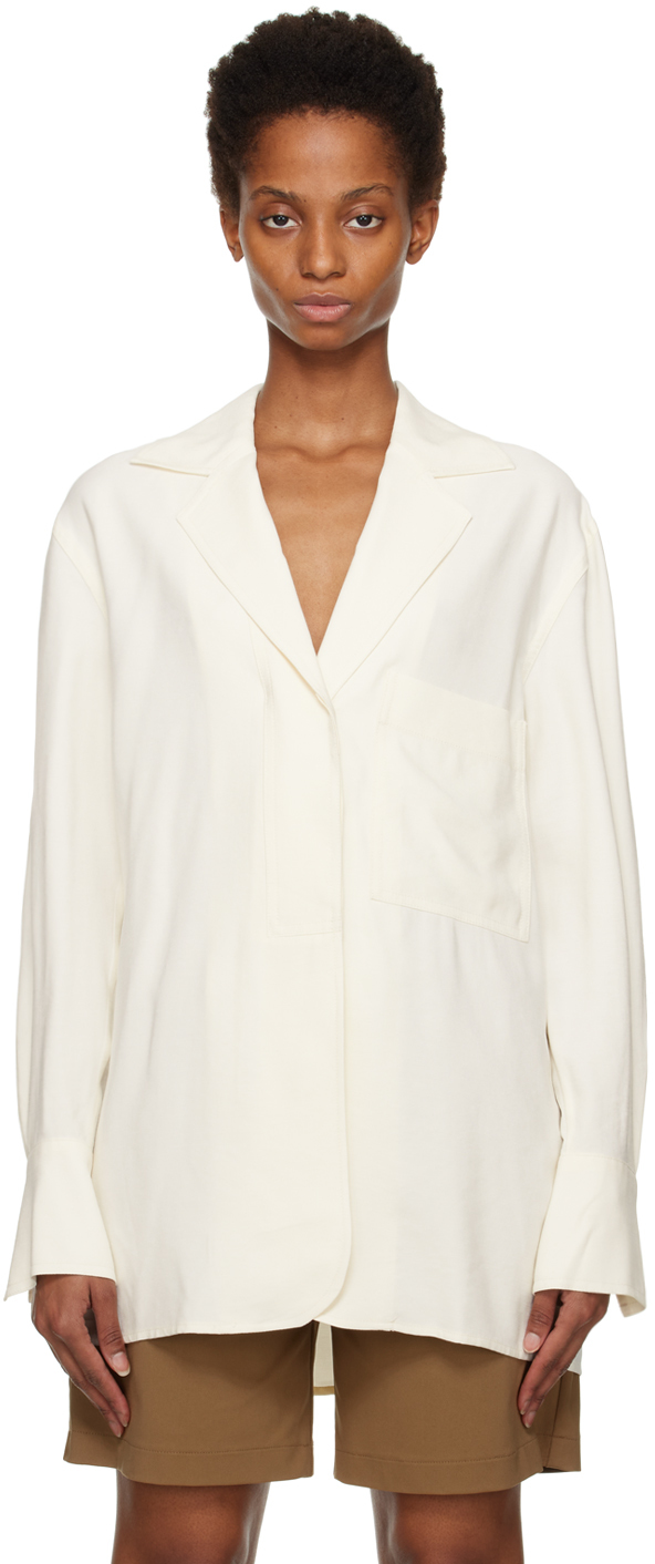 LOW CLASSIC: White Open Collar Shirt | SSENSE