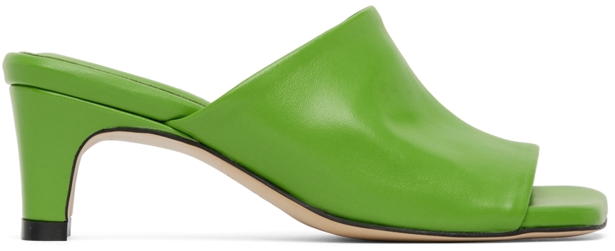 Green Slide Heeled Sandals