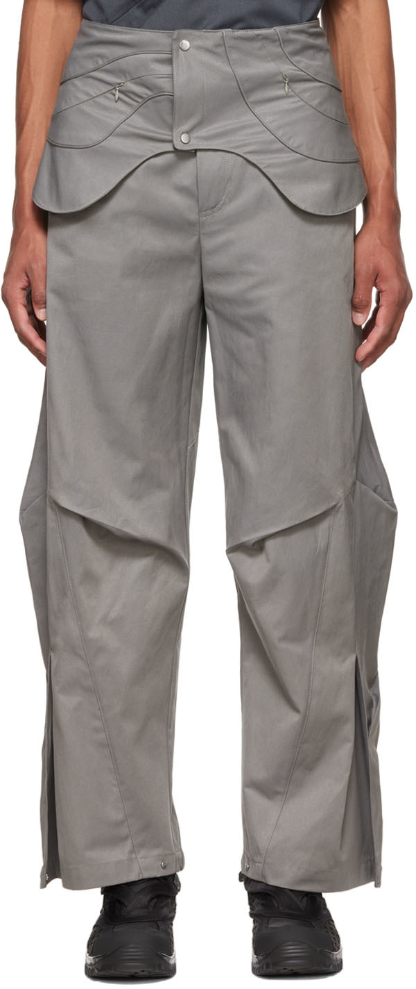 Gray Polyester Trousers