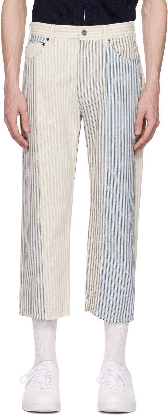 Aïe Off-white Krazy Trousers In Natural Cotton Ticki