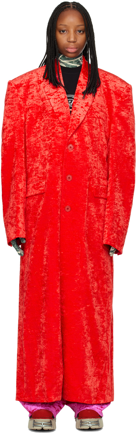 VETEMENTS Red Button Up Coat