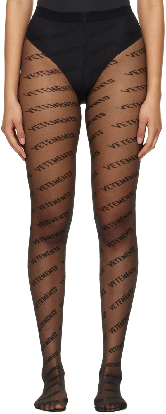 Black Wolford Edition Monogram Logo Tights