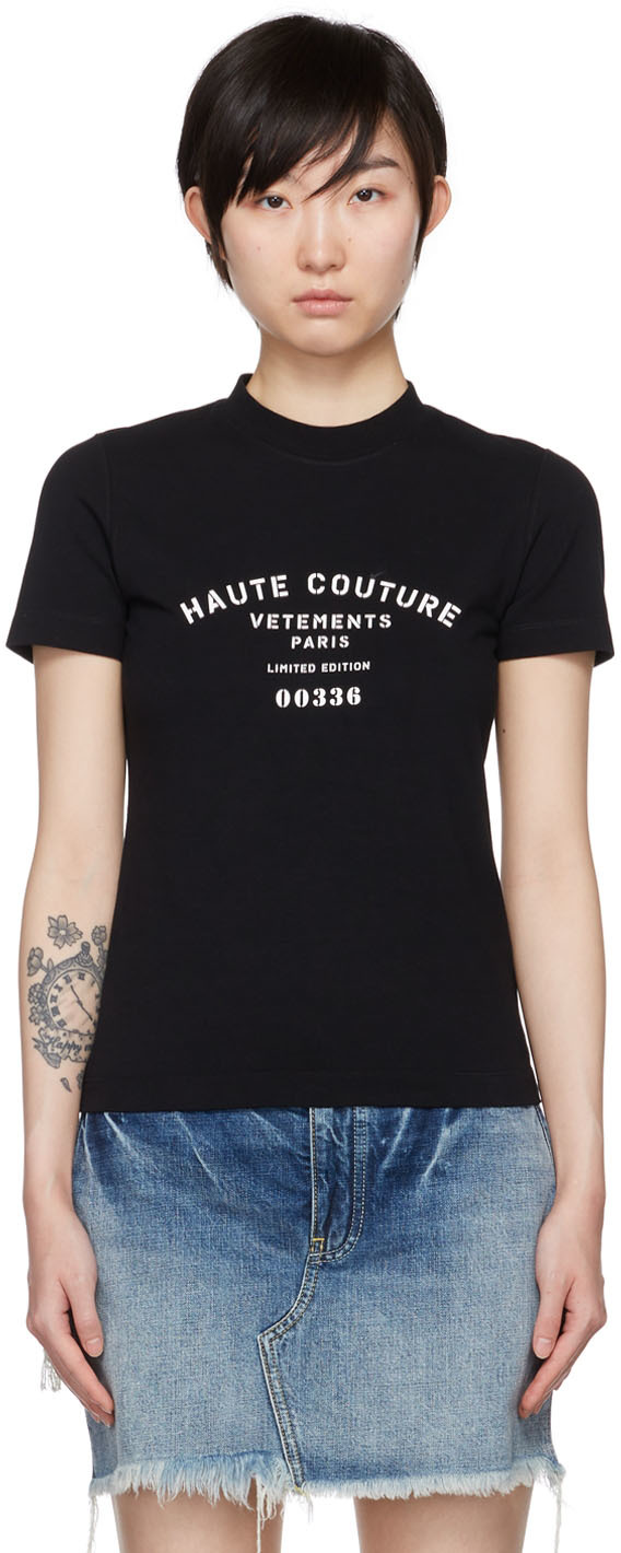 Black Maison De Couture T-Shirt by VETEMENTS on Sale