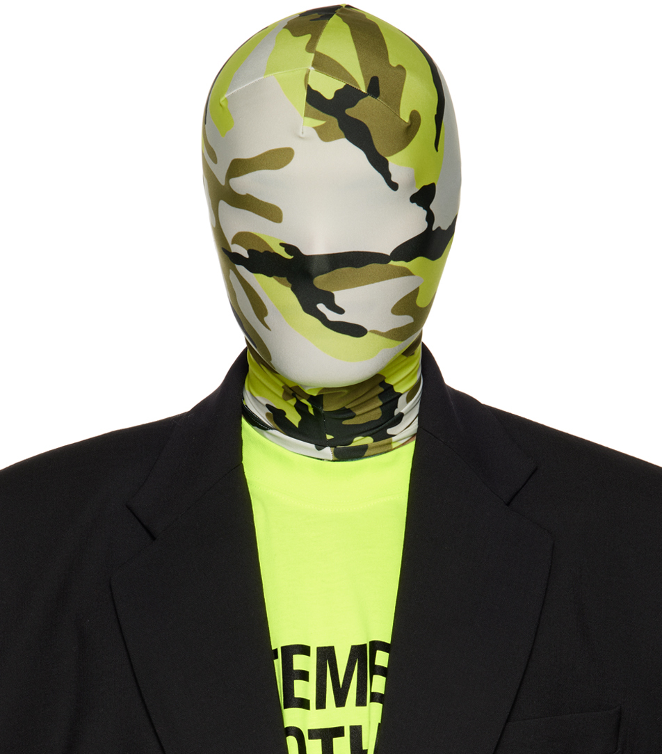 Vetements Khaki Camo Face Mask In Neon Camo