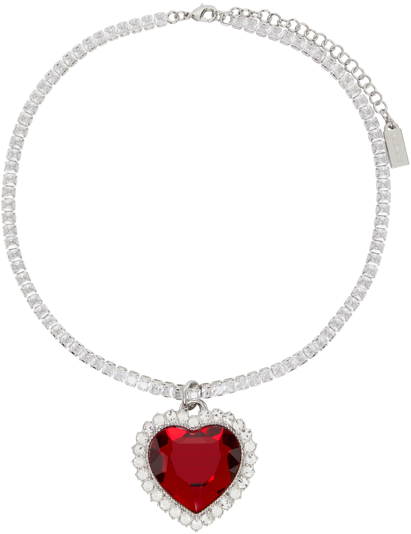 Silver & Crystal Heart Necklace Ssense Uomo Accessori Gioielli Collane 