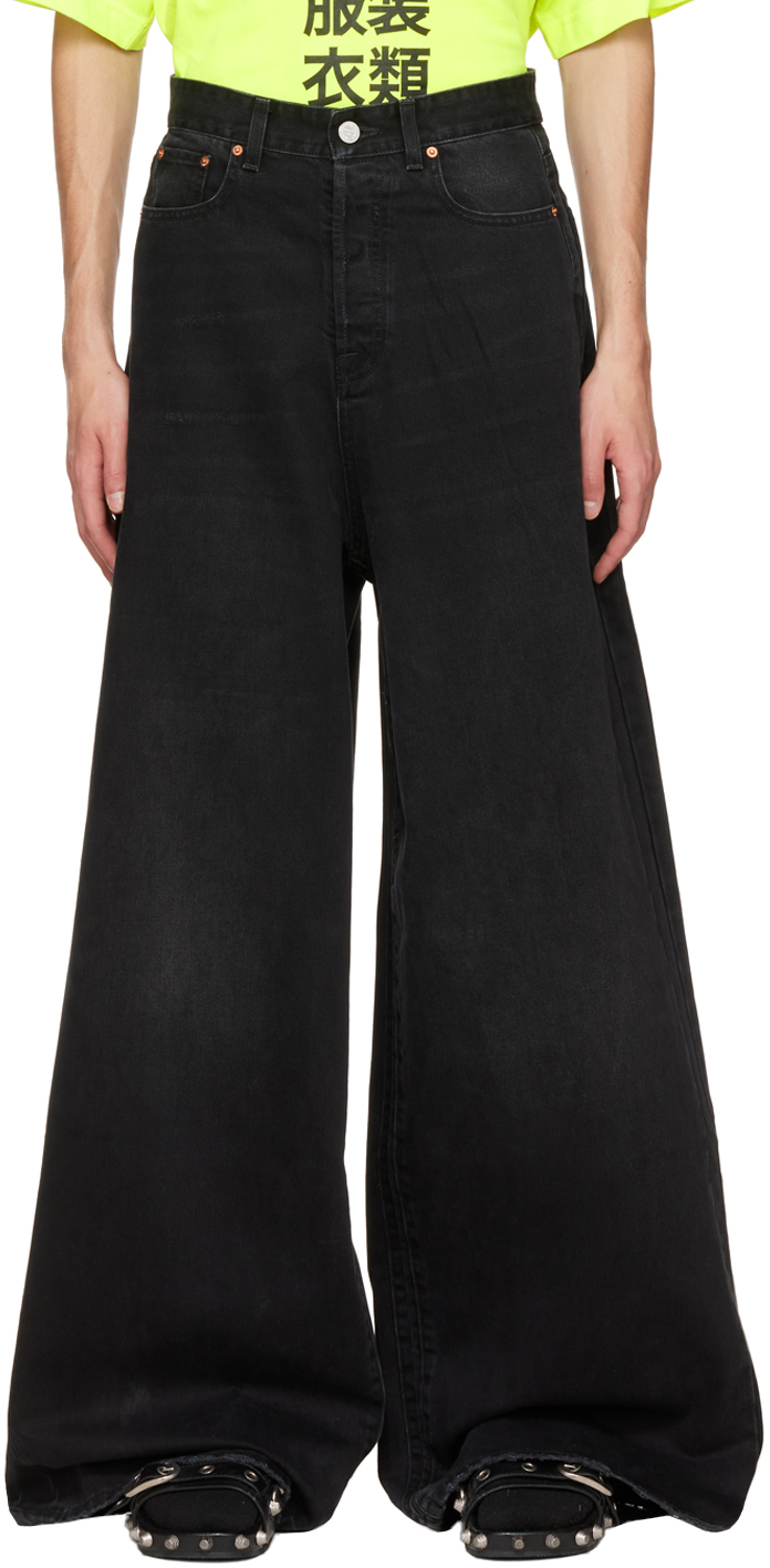 VETEMENTS: Black Big Shape Jeans | SSENSE