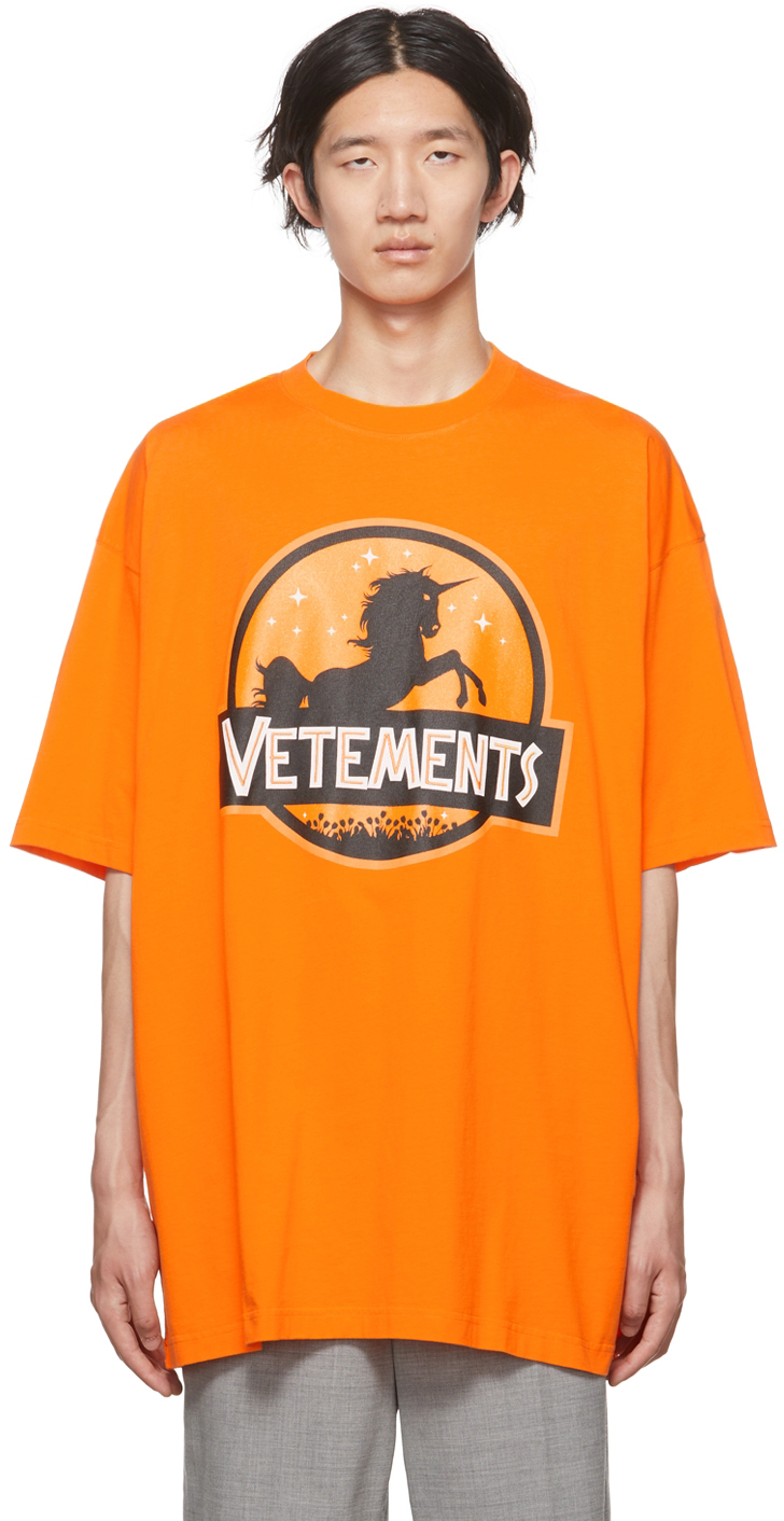 VETEMENTS Orange Wild Unicorn T-Shirt