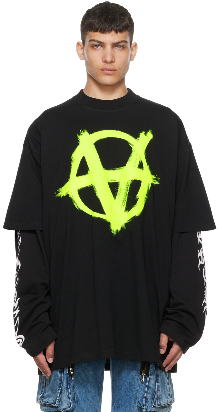 VETEMENTS BLACK COTTON T-SHIRT