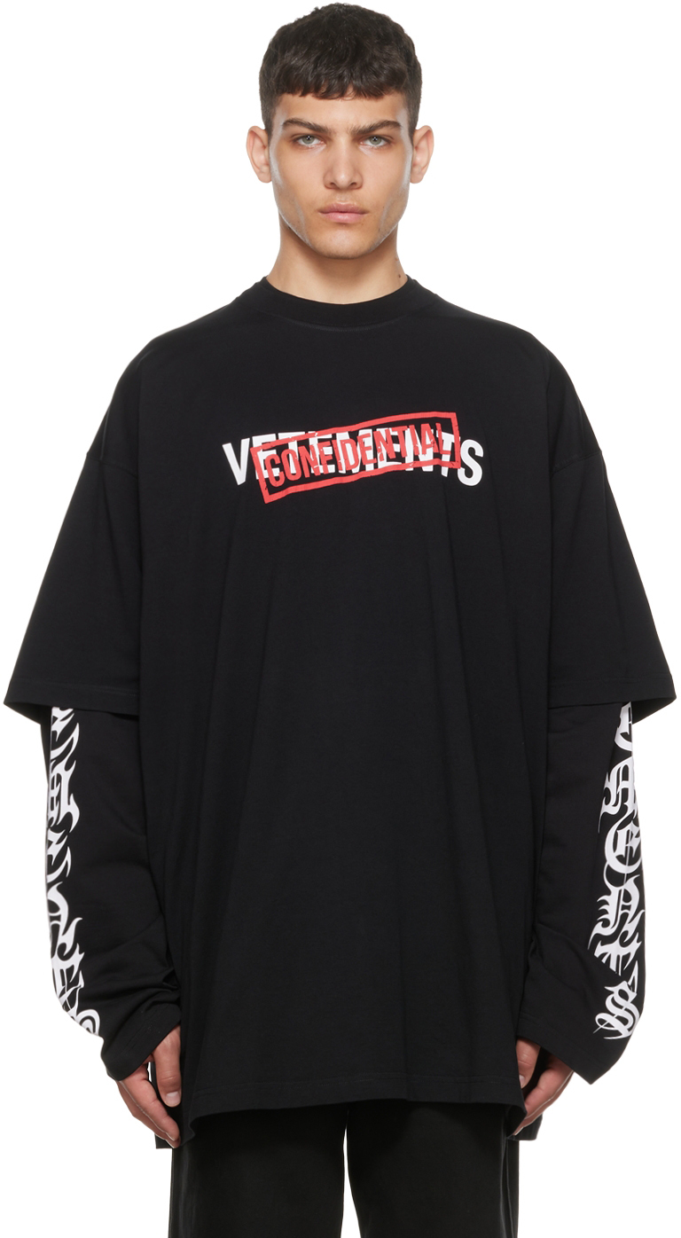 Black 'Confidential' T-Shirt by VETEMENTS on Sale