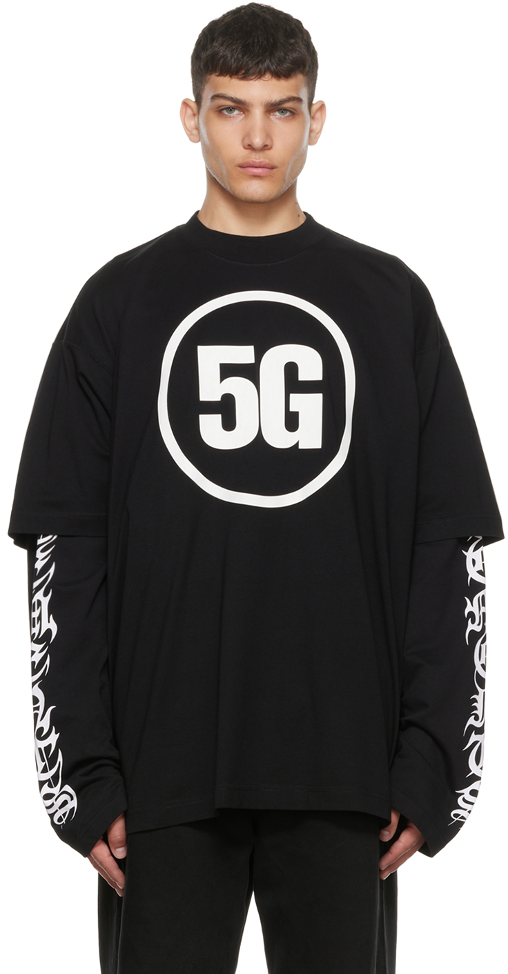 VETEMENTS Black '5G' T-Shirt