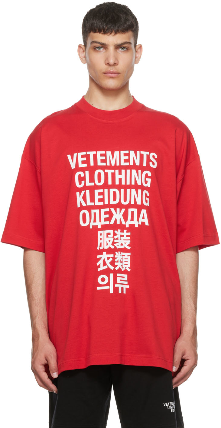 VETEMENTS Red 'Vetements' Translation T-Shirt
