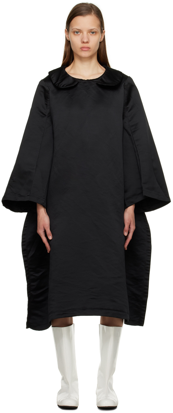 Black Collared Midi Dress by Comme des Garçons Comme des Garçons on Sale