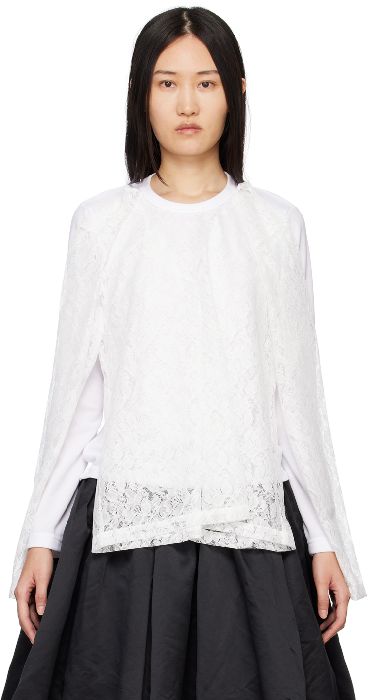 Comme des Garçons Comme des Garçons White Raschel Long Sleeve T-Shirt