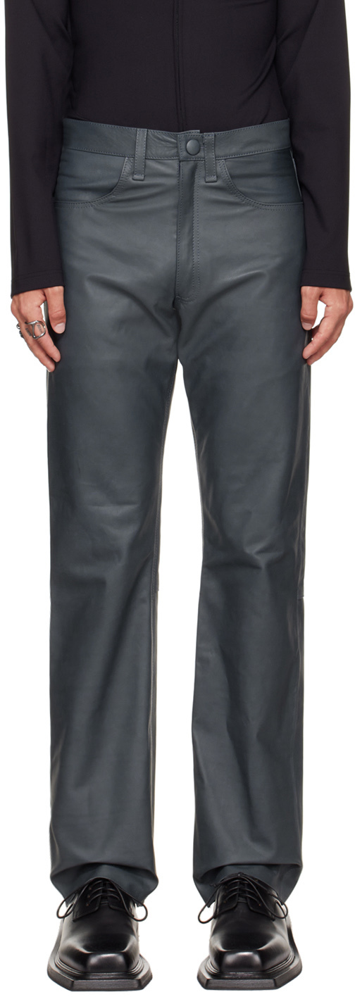 SSENSE Exclusive Gray Loose Leather Pants