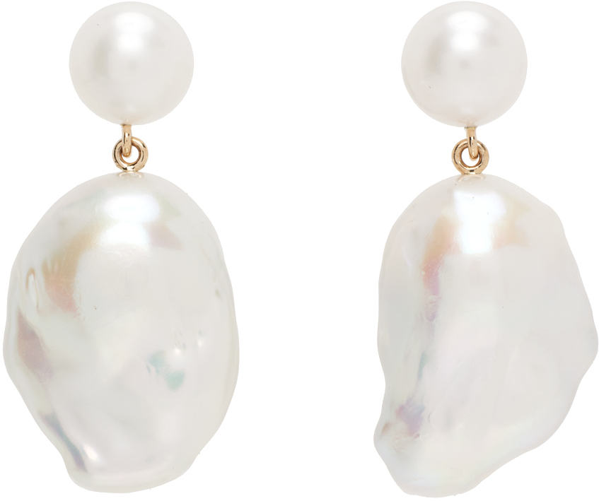 Sophie Bille Brahe: White Pearl Venus Blanc Earrings 