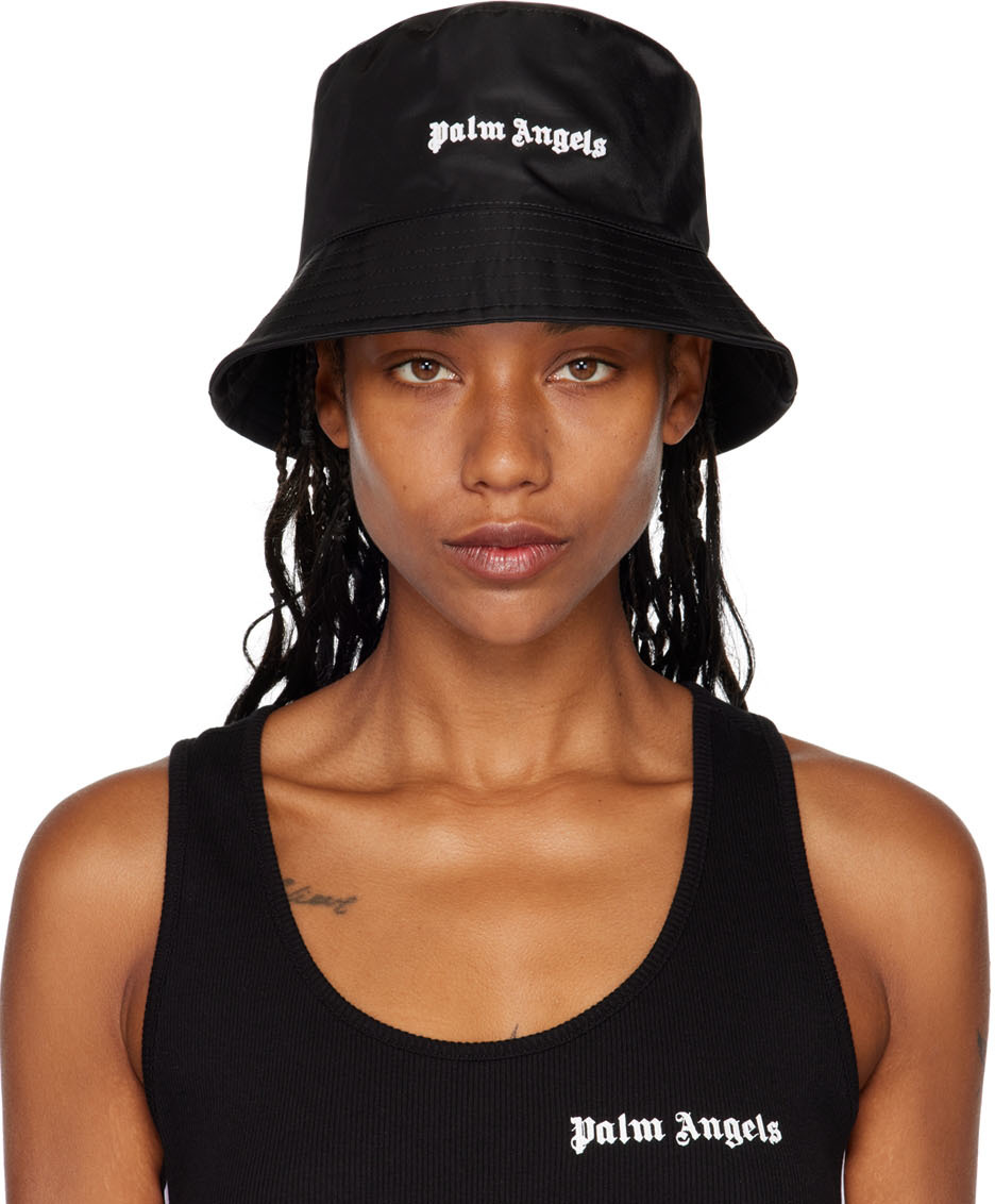 Palm Angels Black Classic Logo Bucket Hat