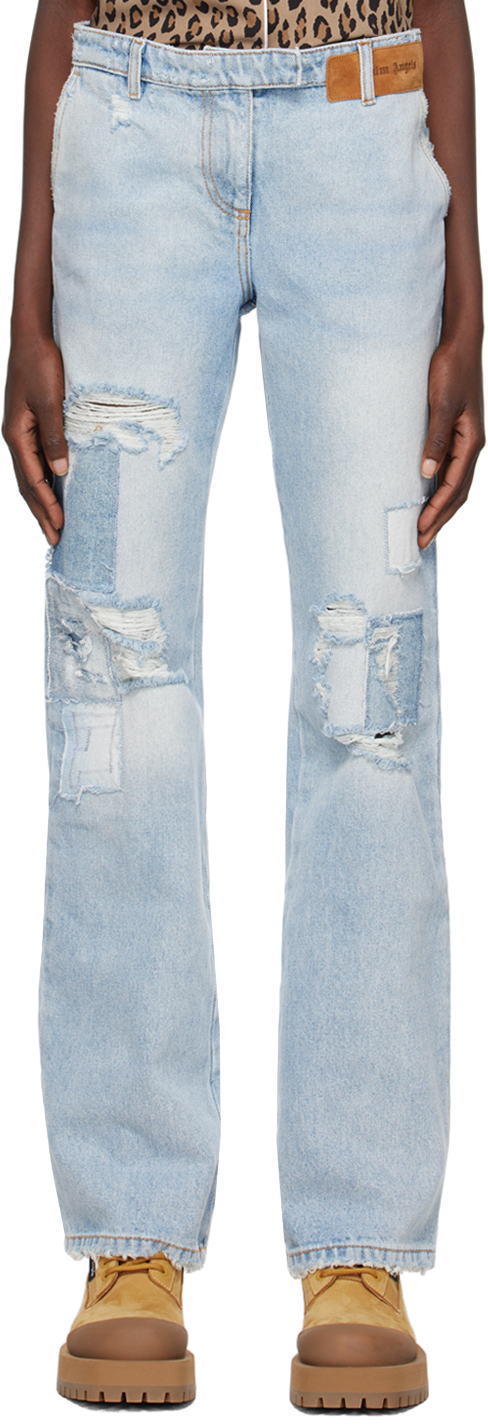 Palm Angels Blue Straight-Leg Jeans