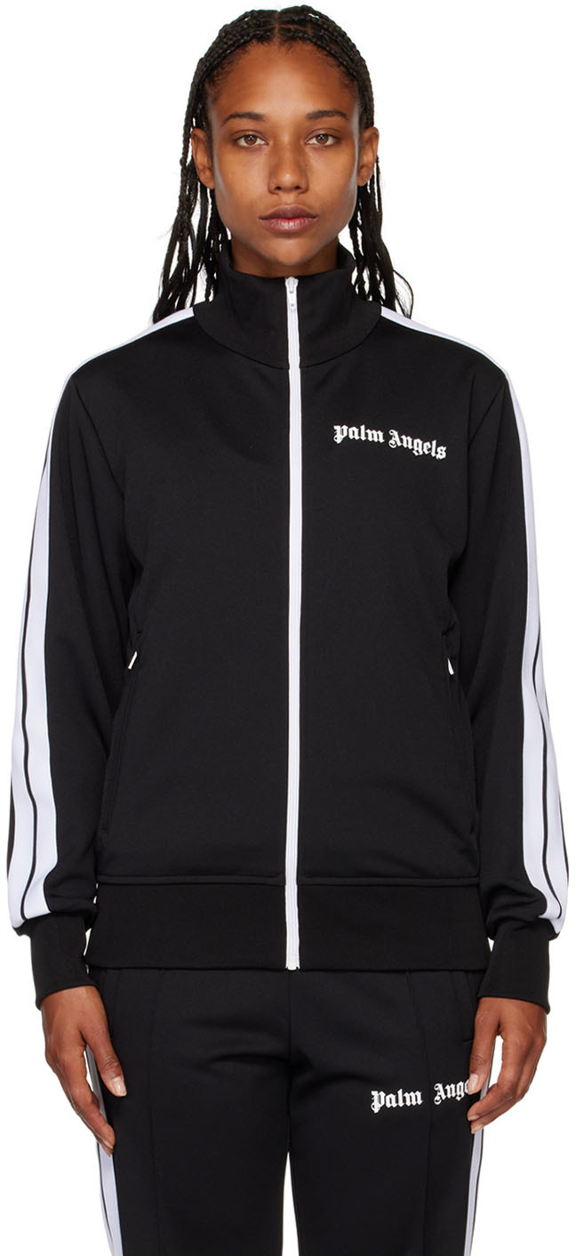 Black Classic Track Jacket by Palm Angels on Sale