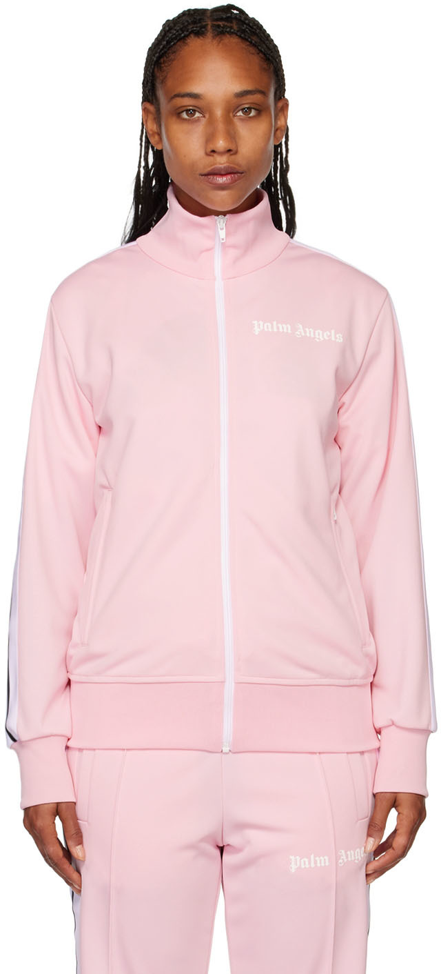 Logo Track Hooded Puffer Jkt in pink - Palm Angels® Official