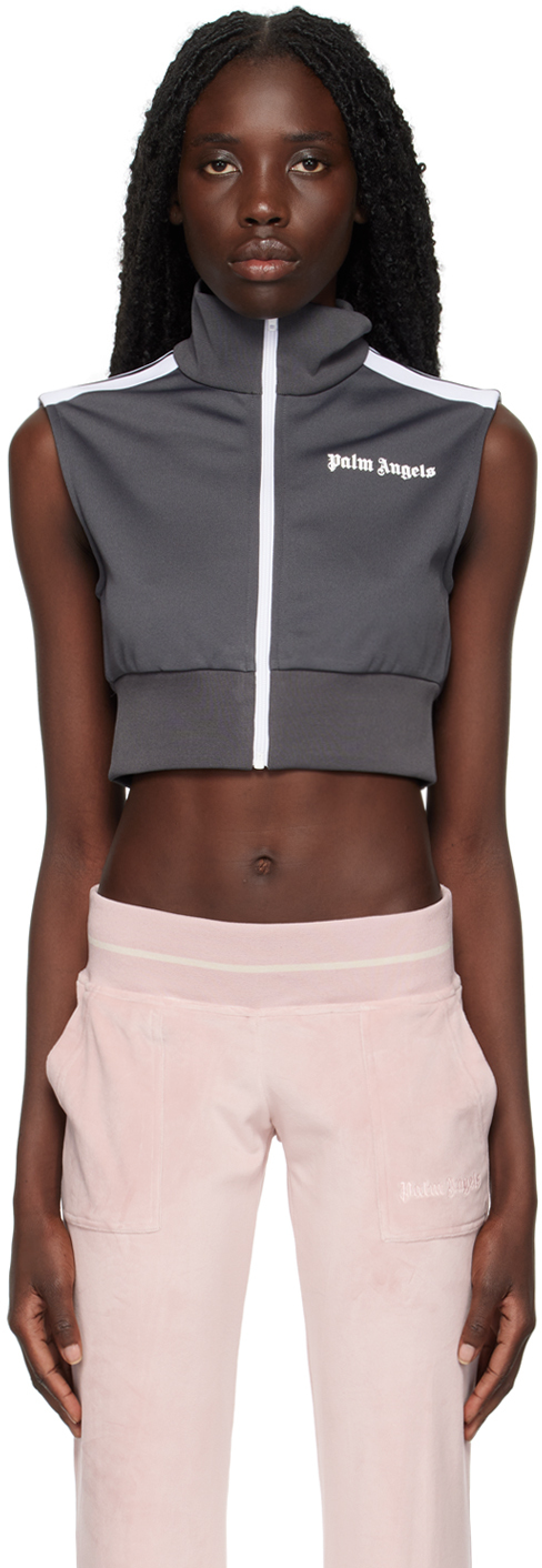 Gray Classic Track Vest by Palm Angels on Sale