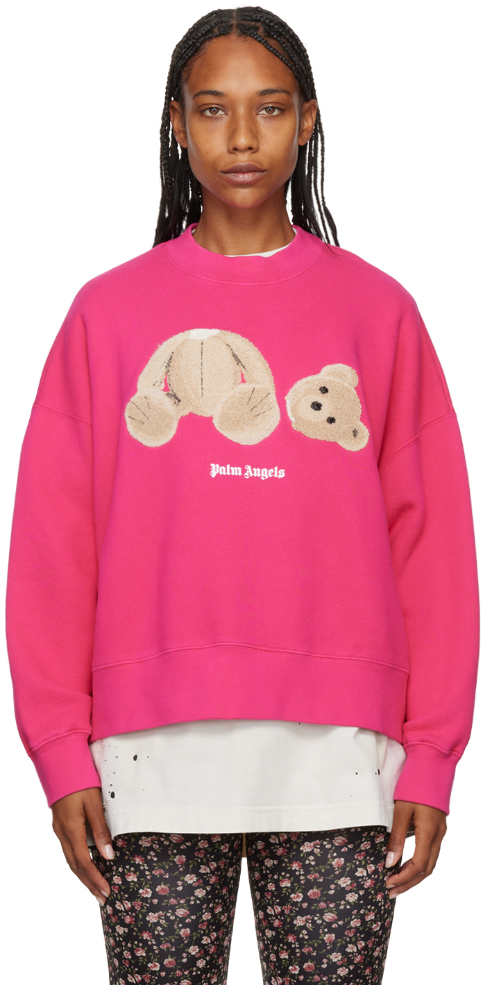 Palm Angels Pink Palm Bear Sweatshirt