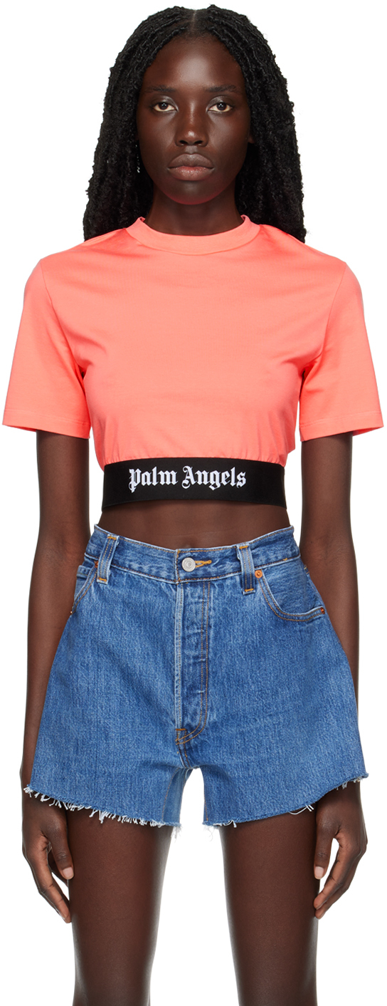 Palm Angels Pink Logo Tape T-Shirt