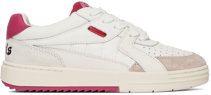 Palm Angels White & Pink University Sneakers
