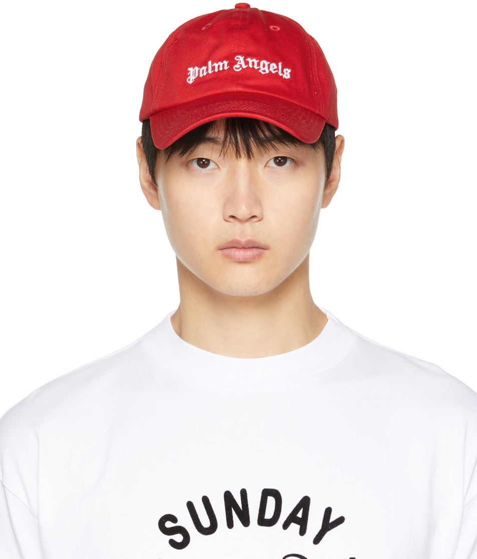 Palm Angels Red Classic Logo Cap In Red/white | ModeSens