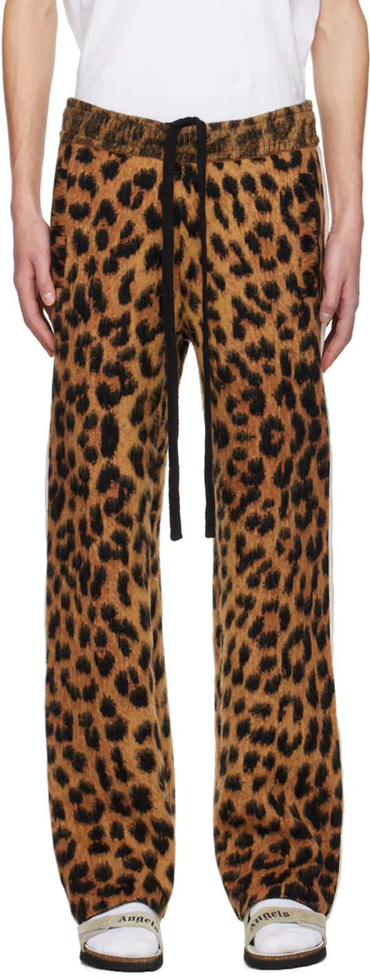 Brown Animalier Track Pants by Palm Angels on Sale