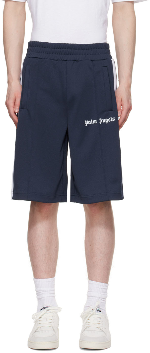 Palm Angels Navy Logo Shorts