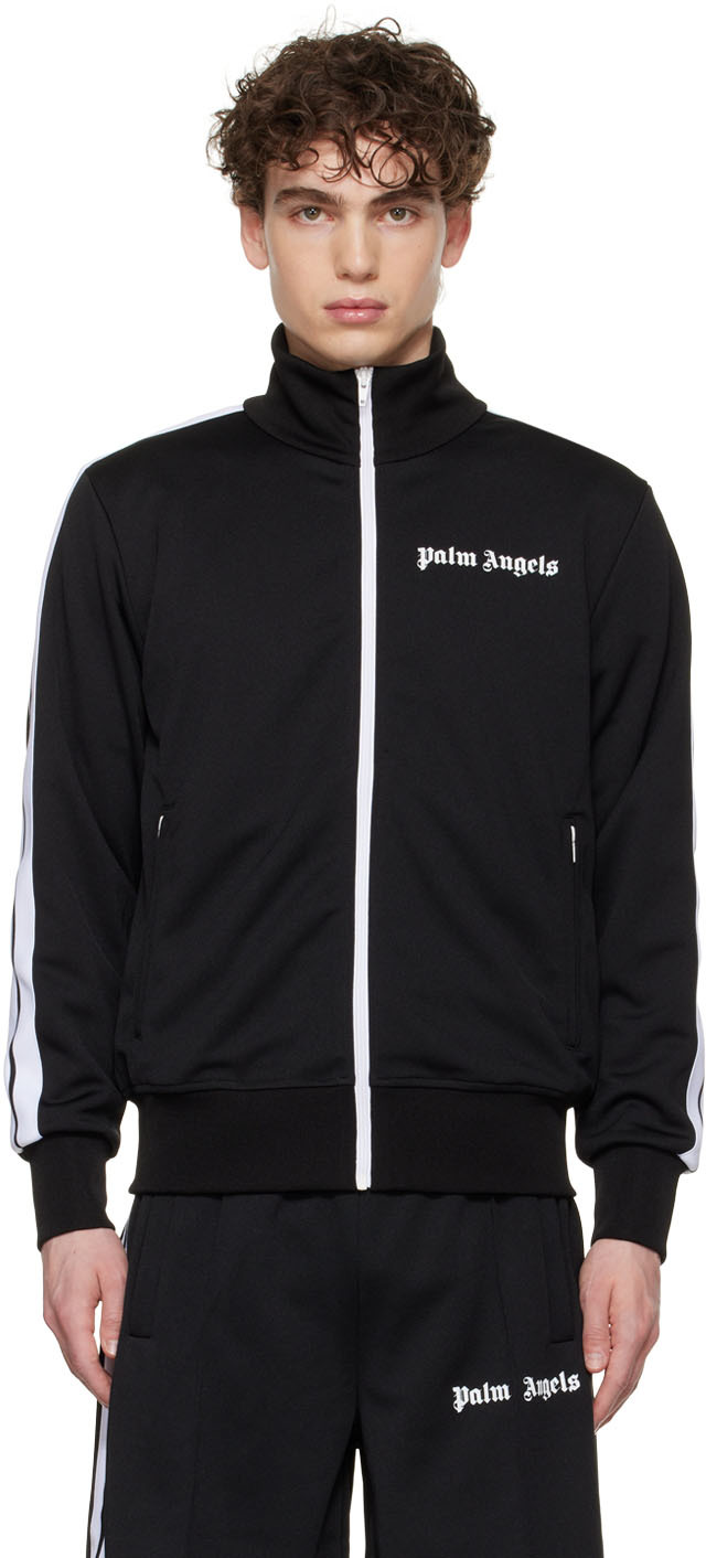 Black Classic Track Jacket by Palm Angels on Sale