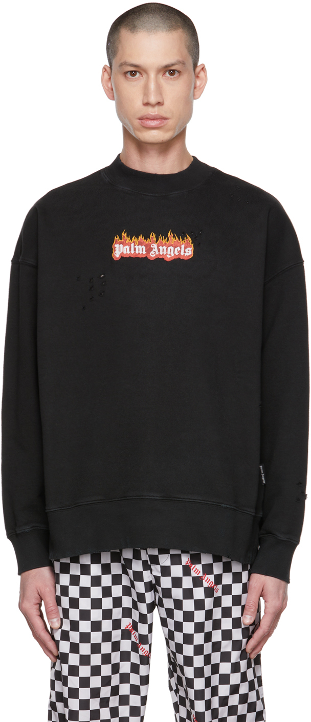 Palm Angels Black Burning Sweatshirt