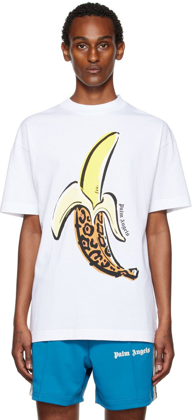 Palm Angels White Leopard Banana T-Shirt
