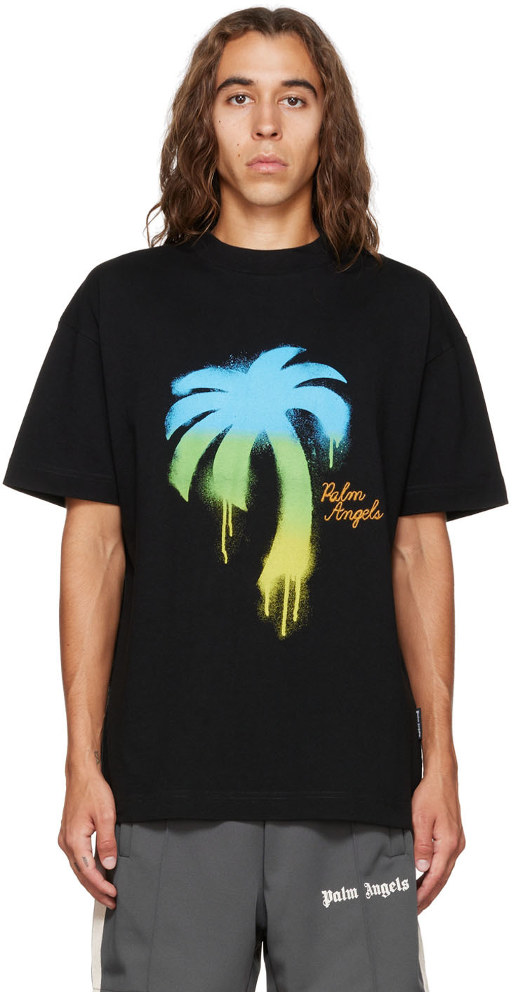 Palm Angels Black Sprayed Palm T-Shirt