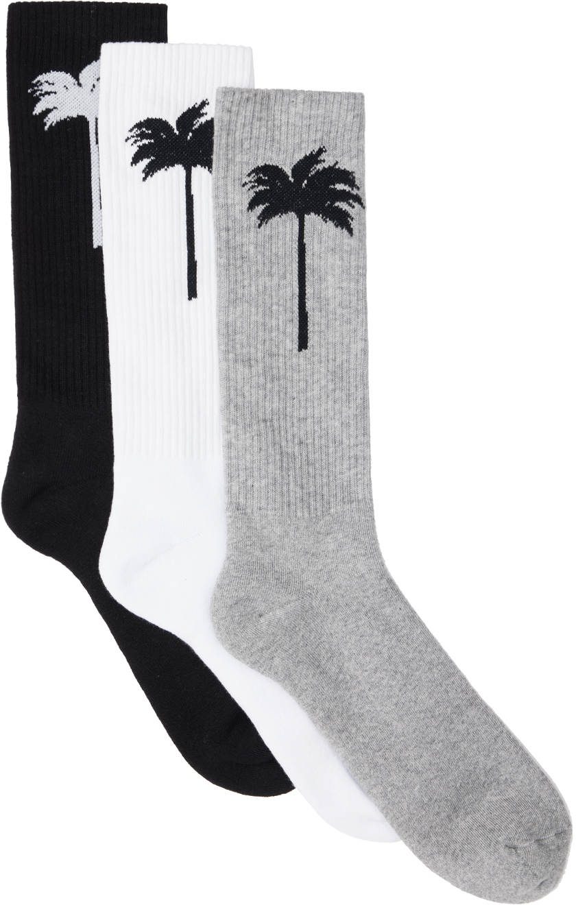 Palm Angels Three-Pack Multicolor 'Palm' Socks