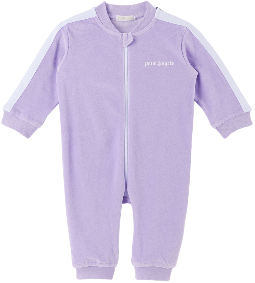 Palm Angels Baby Purple Stripe Trim Jumpsuit