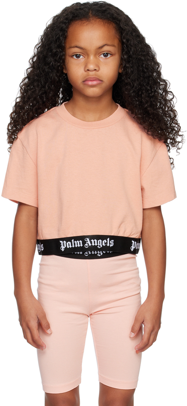 Palm Angels Kids Pink Cropped T-Shirt