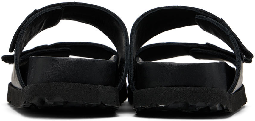 Palm Angels Kids Black Faux-leather Sandals In Black White