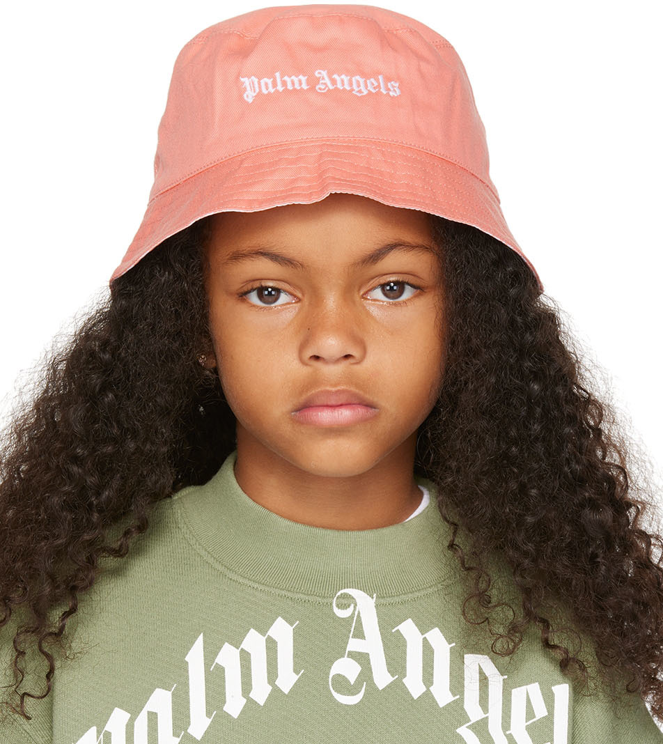 Palm Angels Kids Pink Embroidered Bucket Hat