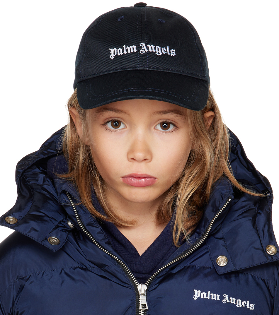 Palm Angels Kids Navy Embroidered Cap
