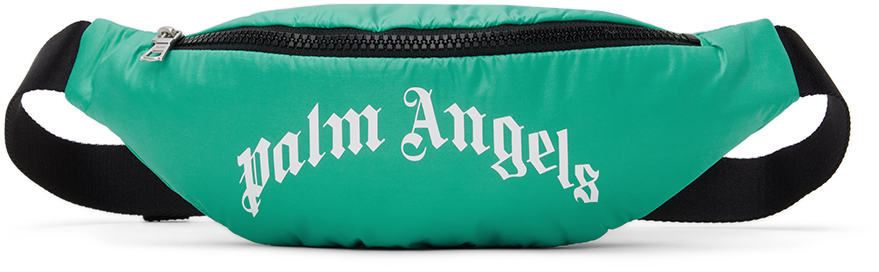 Kids Green Curved Bumbag by Palm Angels on Sale