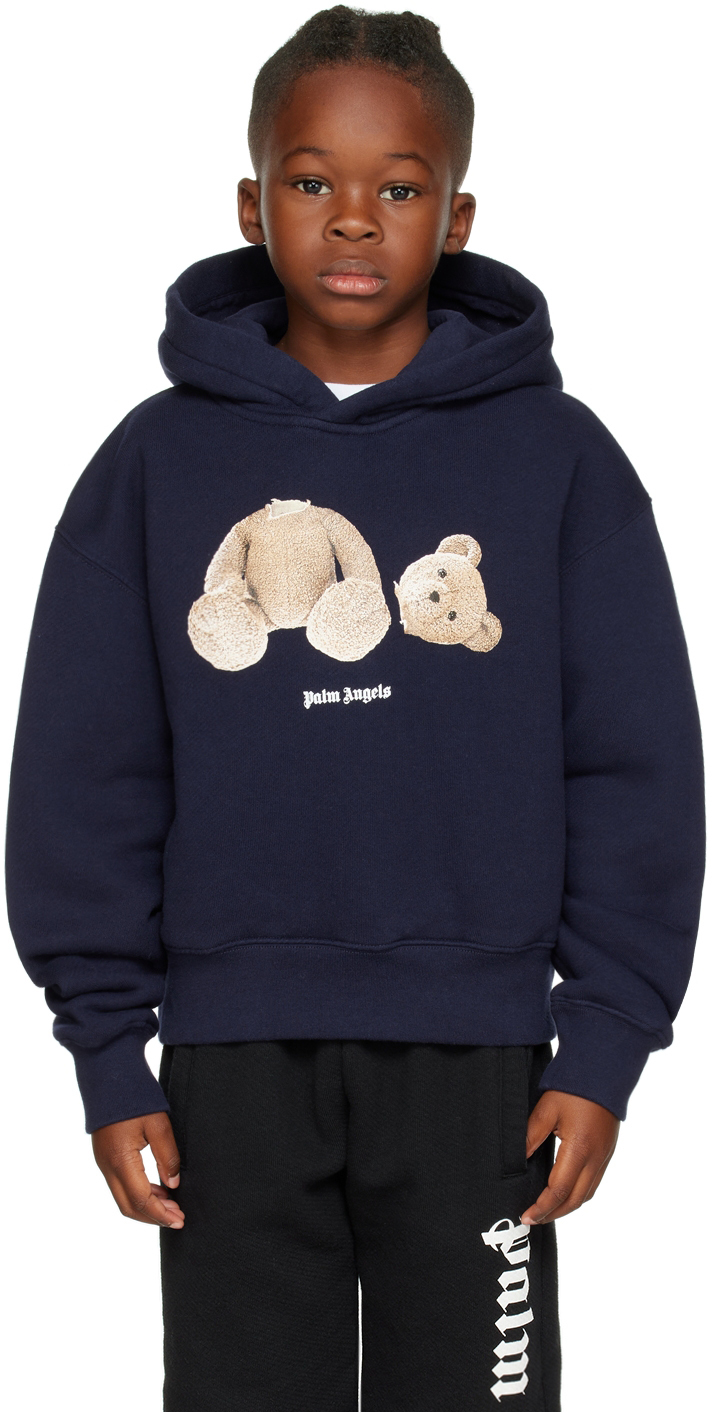 Palm Angels Kids Navy Bear Hoodie
