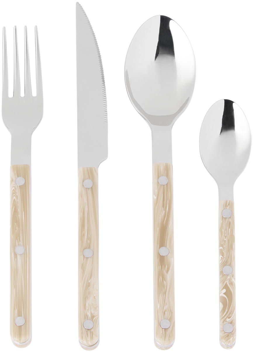 Sabre Beige Bistrot Solid Four-piece Cutlery Set In Horn