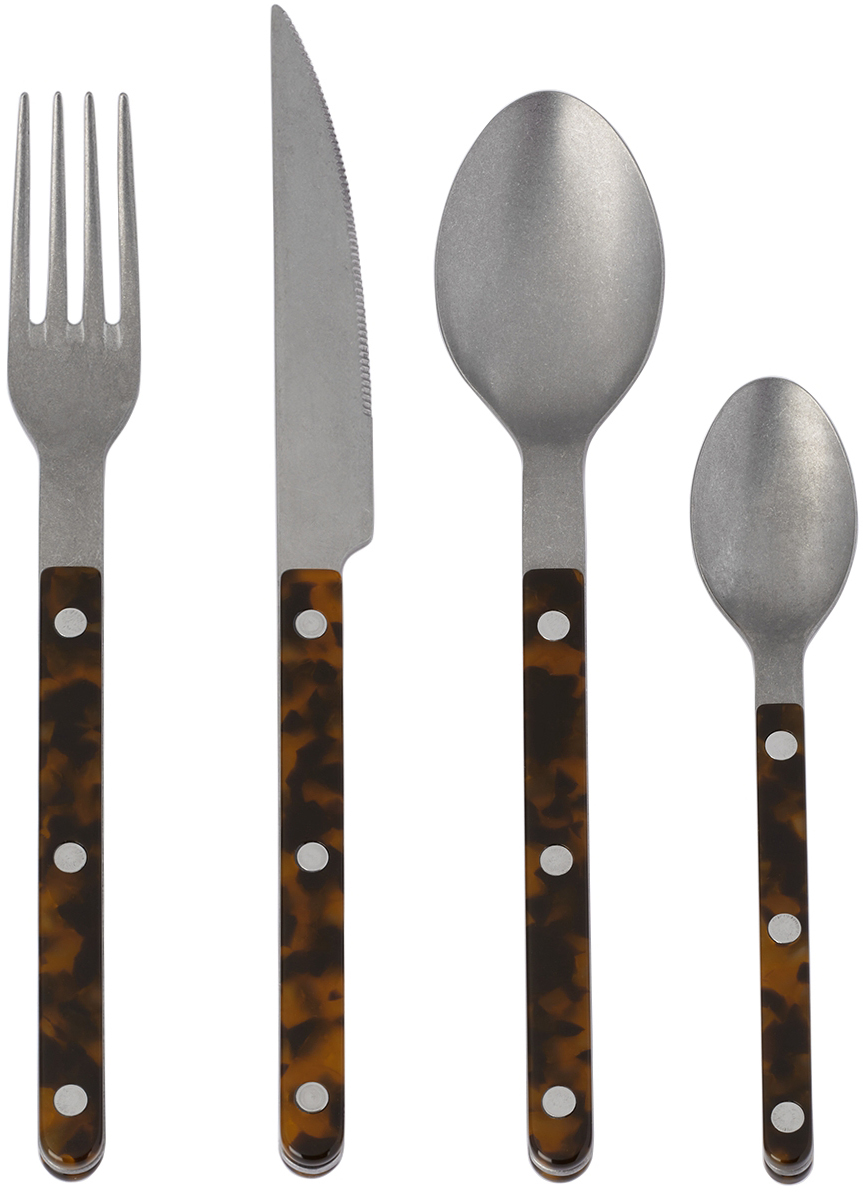 Sabre Brown Bistrot Vintage Four-piece Cutlery Set In Tortoise