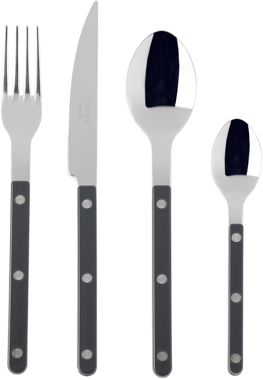 Sabre Gray Bistrot Brilliant Flatware Set, 4 Pcs In Dark Grey